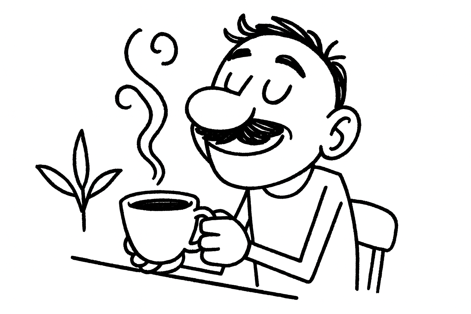 a man enjoying coffee, symbolizing calm focus and emotional control—key traits in a successful day trading transformation.